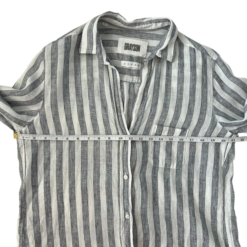 Grayson‎ by Frank & Eileen The Hero 100% Linen Button Up Blue Striped Shirt SZ M - Picture 12 of 13